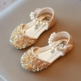 thumbnail image 3 of IUJSOY Girls Dress Shoe Toddler Little Big Girls Flat Sequin Closed Toe Shoes with Pearl Ankle Strap, 3 of 5