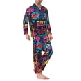 thumbnail image 6 of Salouo Neon Graffiti Urban Art Print Button-Front Long Sleeve Pajama Set for Men, Soft 2Pjs Men's Long Sleeve Sleepwear -Medium, 6 of 7