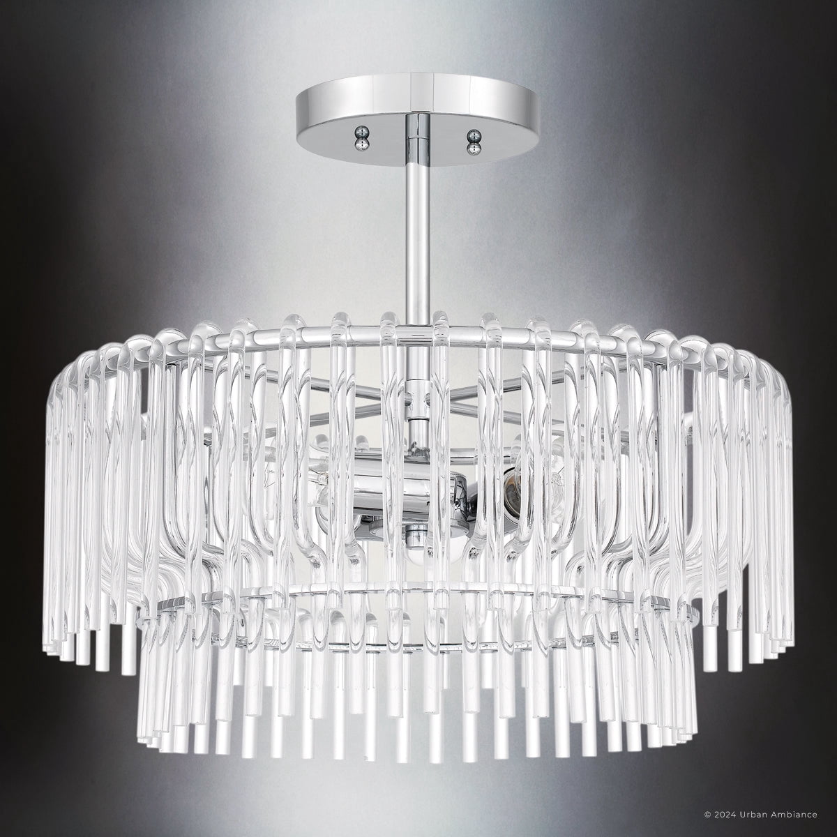 Luxury Contemporary Ceiling Light, Polished Chrome, UQL5921