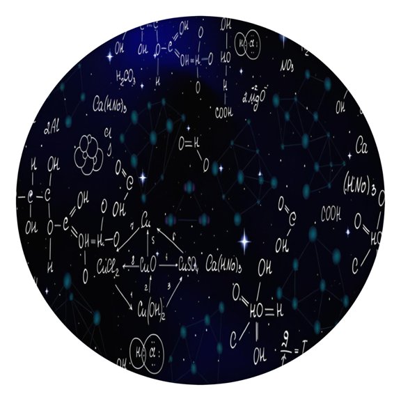 Math Equations Astronomy Symbols Blue Pattern Round Fitted Tablecloth with Elastic Edge,Dining Table Cover Waterproof,Outdoor Round Tablecloth for Camping,Dining,Indoor and Outdoor