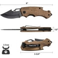 thumbnail image 3 of FLISSA Mini Folding Pocket Knife, 2.5-inch Stainless Steel Drop Point Blade, EDC Pocket Knives for Men with Bottle Opener and Glass Breaker (Wood), 3 of 8