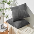 thumbnail image 4 of Set of 2 Sage Green Decorative Throw Pillow Covers 12x12 Inch Soft Corduroy Windmill Textured Striped Patchwork Cushion Cases for Sofa Bed Home Decor, 4 of 7