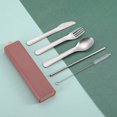 thumbnail image 1 of Stainless Steel Knife Fork Spoon Straw Brush Set Portable Cutlery Multi-function Flatware Outdoor Picnic Utensil Kit, 1 of 5