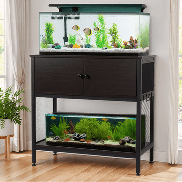 Naipo 40-50 Gallon Fish Tank Stand with Cabinet, 38" Heavy Duty Reptile Tank Stand, Turtle Tank Stand, Capacity 700 lbs, Adjustable Table Feet, Brown