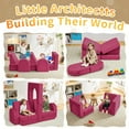 thumbnail image 6 of Kids Sofa Couch 10PCS, Linor Modular Toddler Couch for Playroom, Dutch Velvet Multifunctional Play Couch Sofa for Kids, Rose Red, 6 of 8