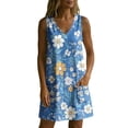 thumbnail image 6 of Levmjia Women's Summer Sleeveless V Neck Floral Print Mini Dress Casual Pocket Loose Fit A Line Swing Dress Beach Vacation Daily Wear, 6 of 7