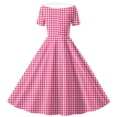 thumbnail image 4 of ITSAME Girls Summer Dresses Lapel Button Up Plaid Print Short Sleeve Kids Casual Tunic A-Line Dress Hot Pink Size 11-12, 4 of 6
