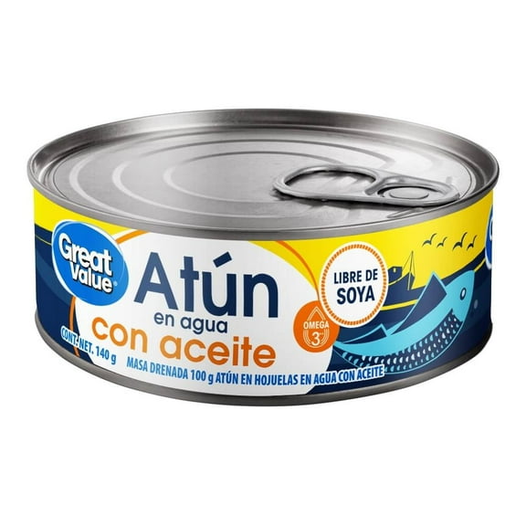 Atún Great Value en agua con aceite 140 g
