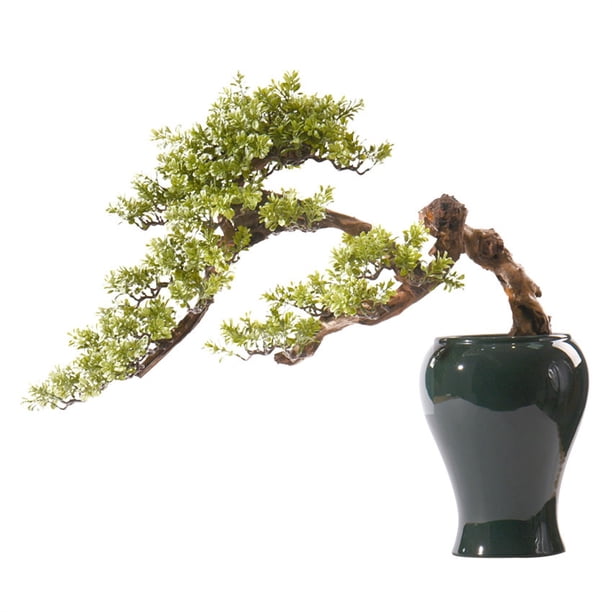 Bonsái artificial grande for interiores, decoración de bonsái tallada en raíz de madera con maceta de cerámica, adornos creativos de plantas falsas for el hogar y la oficina