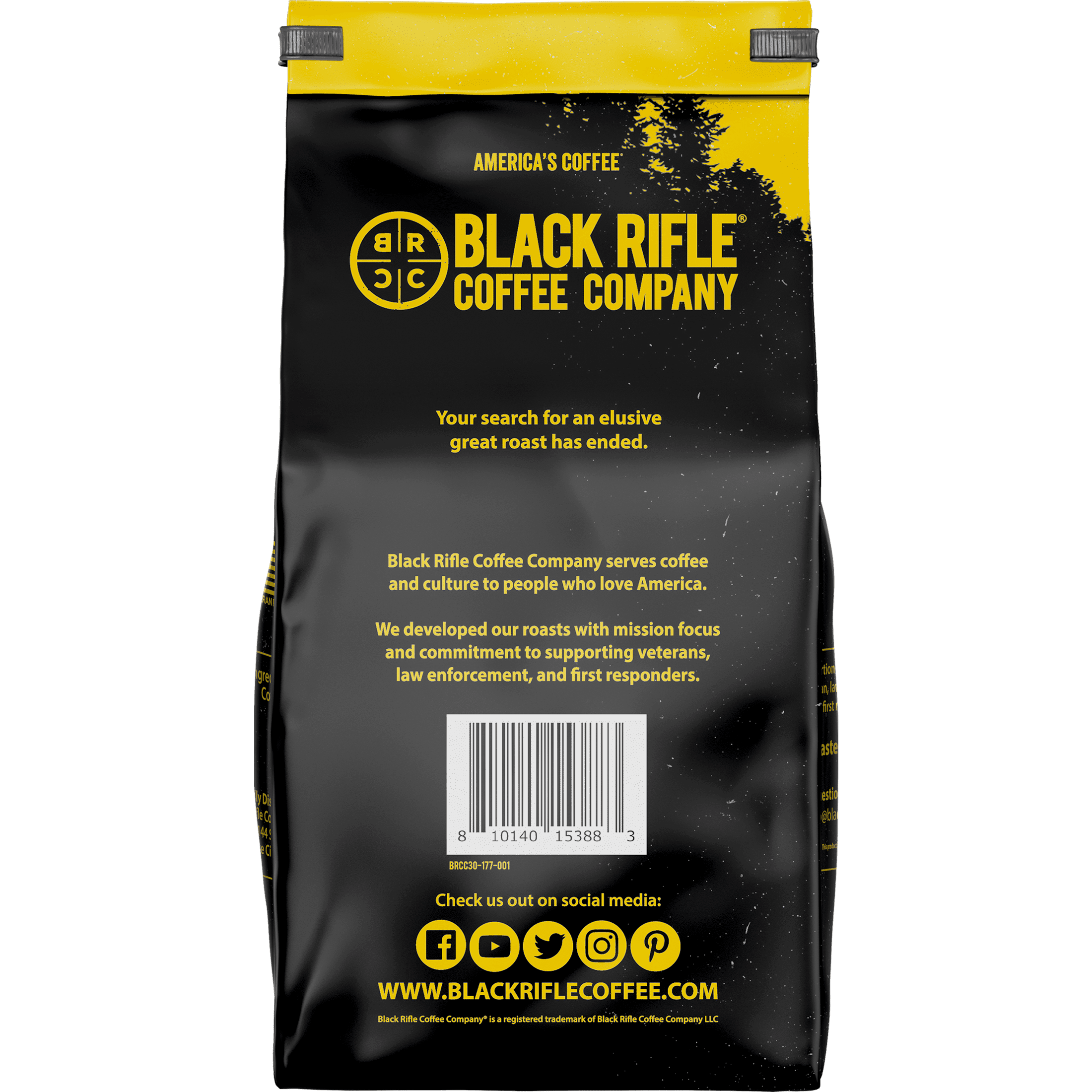(6 pack) Black Rifle Coffee Tactisquatch, Dark Roast, Whole Bean Coffee, 10.6oz