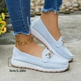 thumbnail image 4 of Women's Platform Vintage Suede Loafers Lightweight Non Slip Work Shoes Wide Width Low Wedge Slip On Sneakers Blue Size 9, 4 of 5