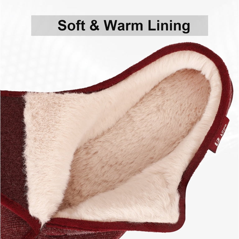 LB LONGBAY Women's Diabetic Adjustable Furry Memory Foam Slippers for ...
