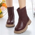 thumbnail image 2 of Bilqis Fashion Ankle Boots for Girls Faux Leather Solid Color Princess Boots Side Zipper Round Toe Soft Sole Non-slipping Shoes Casual Daily Walking Fall Winter Footwear Wine,11.5 Little Kids, 2 of 6
