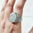 thumbnail image 4 of Natural Aquamarine Mens Ring, March Aquamarine Ring, Aquamarine Ring, Silver Jewelry, 925 Silver Ring, Gift, Heavy Mens Ring, Arabic Design, Ottoman Style Ring, Christmas, Turkey Mens Signet Ring, 4 of 8