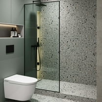 Fine Fixtures Single Fixed Glass Shower Panel - Clear Tempered Full Frame Shower Glass Door 34" W X 74" H Black Finish