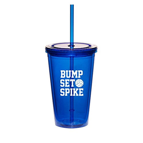 16oz Double Wall Acrylic Tumbler Cup With Straw Bump Set Spike