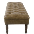 thumbnail image 3 of HomePop Classic Tufted Traditional Vegan Faux Leather Bench in Light Brown, 3 of 10
