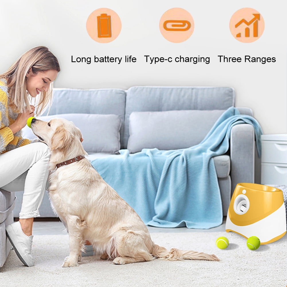 HBASD Automatic Dog Ball Launcher for Medium to Large Dogs, Interactive Dog Ball Thrower Mental Stimulation Dog Toys (Orange)