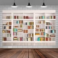 thumbnail image 2 of 7X5ft White Bookshelf Books Photo Backdrop, Concise Style Background Photography Party Wall Decoration Backdrop Wall for Studio Props, 2 of 5