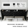 thumbnail image 4 of iPormis Full Bed Frame with Upholstered Wingback Button Tufted Storage Headboard, Luxurious Platform Bed with Charging Station, Sturdy Wooden Slats Support,No Box Spring Needed, Black, 4 of 7