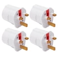 thumbnail image 2 of 2 Pin To 3 Pin Plug Adapter, Brass Post 4PCS EU To UK Plug High Efficiency With Fuse For Business And Travel White, 2 of 8