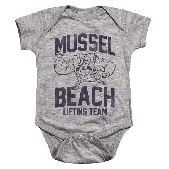 Spongebob Mussle Beach Lifting Team Unisex Infant Snap Suit for Baby, Athletic Heather, 24 Months