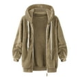 thumbnail image 4 of cllios Womens Winter Fuzzy Fleece Jacket Hooded Color Block Patchwork Cardigan Coats Oversized Fluffy Sherpa Outerwear with Pockets, 4 of 4