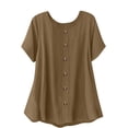 thumbnail image 2 of Roncen Womens Summer Tops Cap Short Sleeve Shirts Button Down Blouses Round Neck T Shirts Fashion Clothing, 2 of 9
