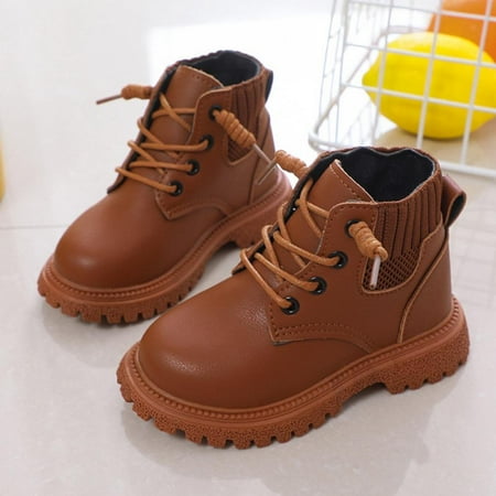 

Non Slip Toddler Boys Girls Hiking Shoes Waterproof Synthetic Leather Martin Boots Lace Up Baby Kids Outdoor Work Ankle Snow Boots for Toddler/Little Kid