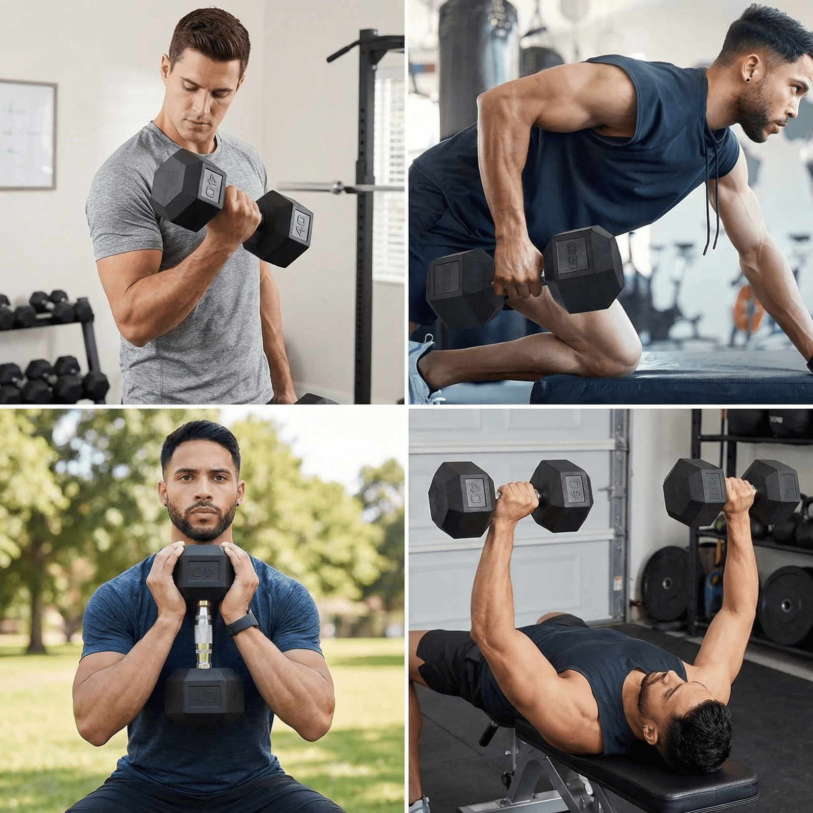 LIFERUN Rubber Coated Cast Iron Dumbbells, Hex Dumbbell, Single, Weight 80 lb
