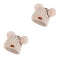 thumbnail image 3 of Qarigey Bufanda Bebé Invierno Cálido Kit Gorro de punto Gorro Elasticidad Clima frío Suministros de calor Manoplas versátiles Bola de color Bola de color beige 2Conjunto, 3 of 6