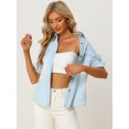 thumbnail image 2 of Camisa de Mezclilla Allegra K con Botones para Mujer Cuello Manga Larga Azul Claro S, 2 of 5