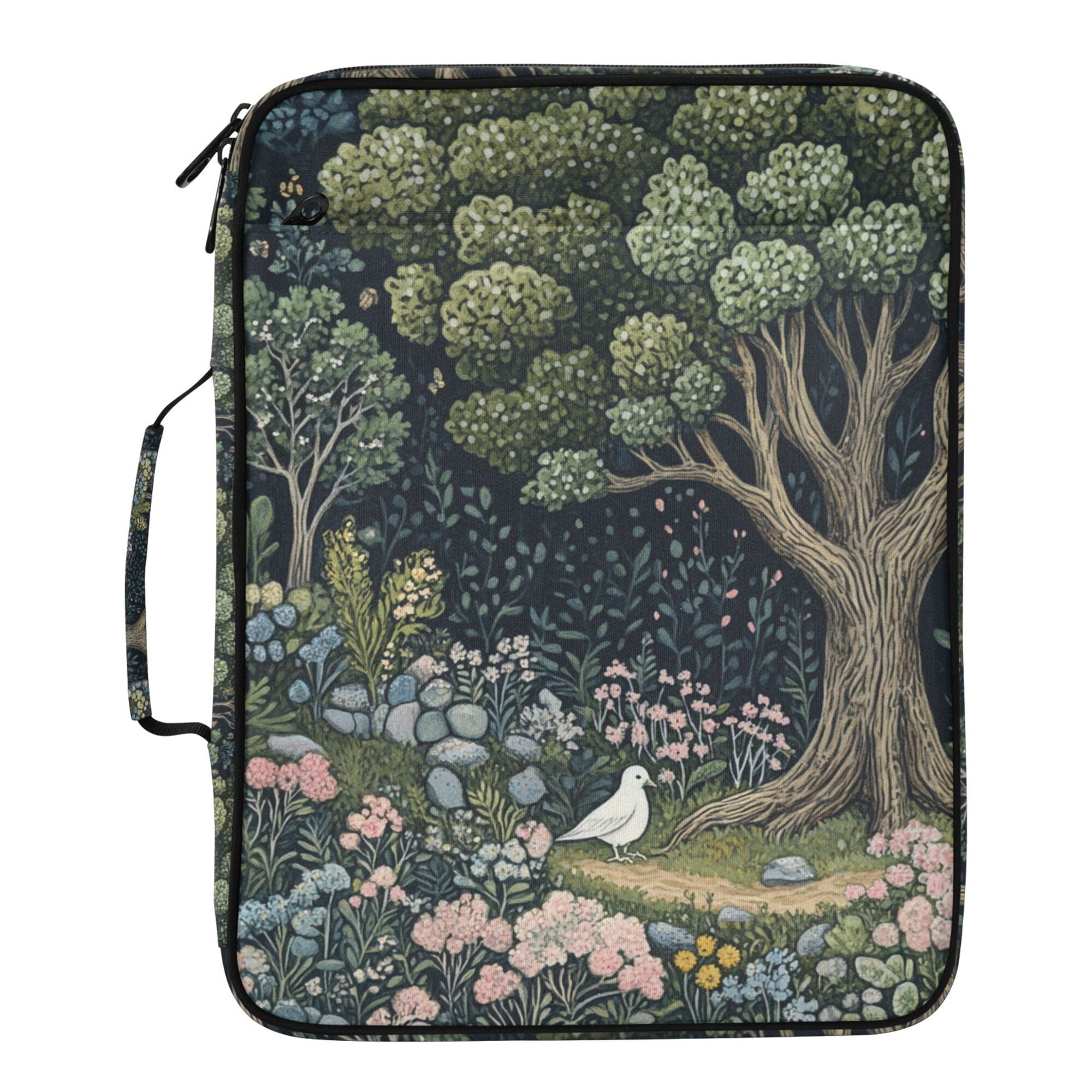 FORMRS Accordion File Folder A4 Size 7-Pocket Expanding Document Organizer Bag with 3 Ring Binder, Green Forest Scene