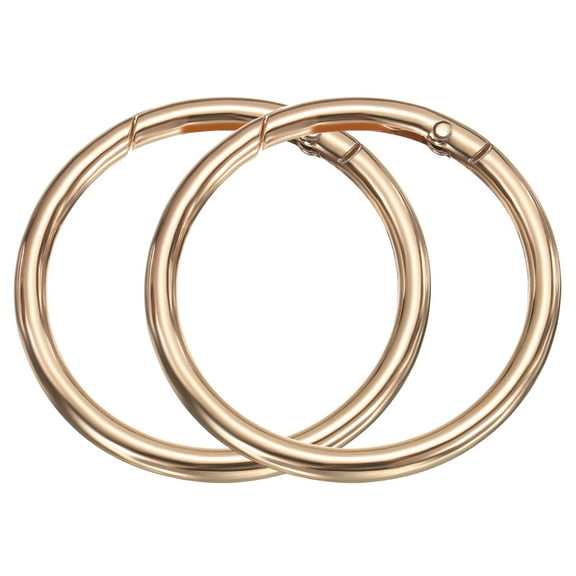 Uxcell 2pcs Metal Spring O Rings 2" Trigger Spring Keyrings Buckle Round Snap Clip for DIY Keychains Bag Purse Handbag Gold