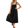 thumbnail image 2 of Women Overalls Summer Dress Boho Wide Leg Overalls Casual Loose Rompers with Pockets 2026 Black XL, 2 of 6