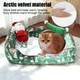 thumbnail image 4 of Christmas Pet Bed Removable Washable Soft Plaid Sleeping Nest for Cats and Dogs, Holiday Themed Pet House with Enclosed Design for Small Medium Large Pets, Comfortable Seasonal Pet Bedding, 4 of 6