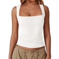 thumbnail image 4 of Sleeveless Solid Color Square Neckline Women Slim Fit Skinnt Tank Tops Camisole, 4 of 5