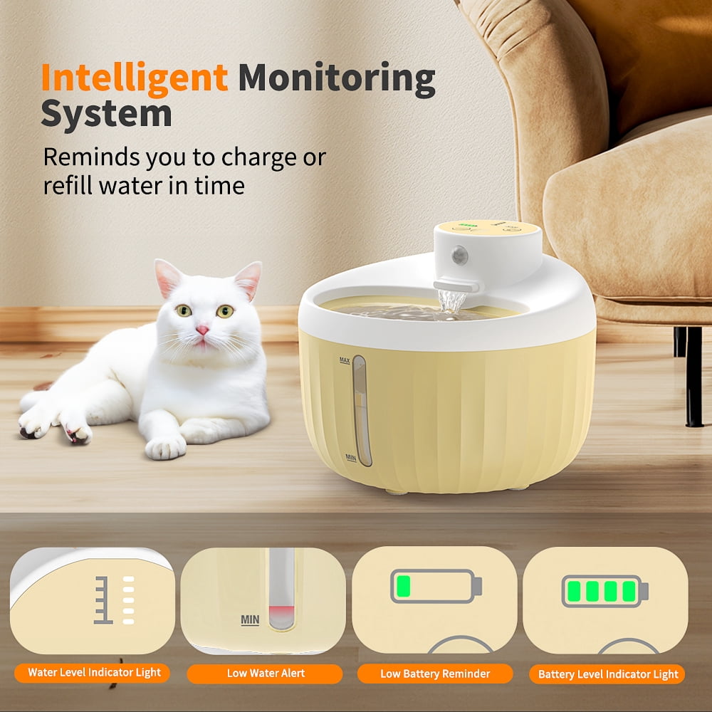 Charkool Automatic Cat Water Fountain 40.5oz/1.2 L with Motion Sensor, Easy-to-See Water Level, Pet Fountain