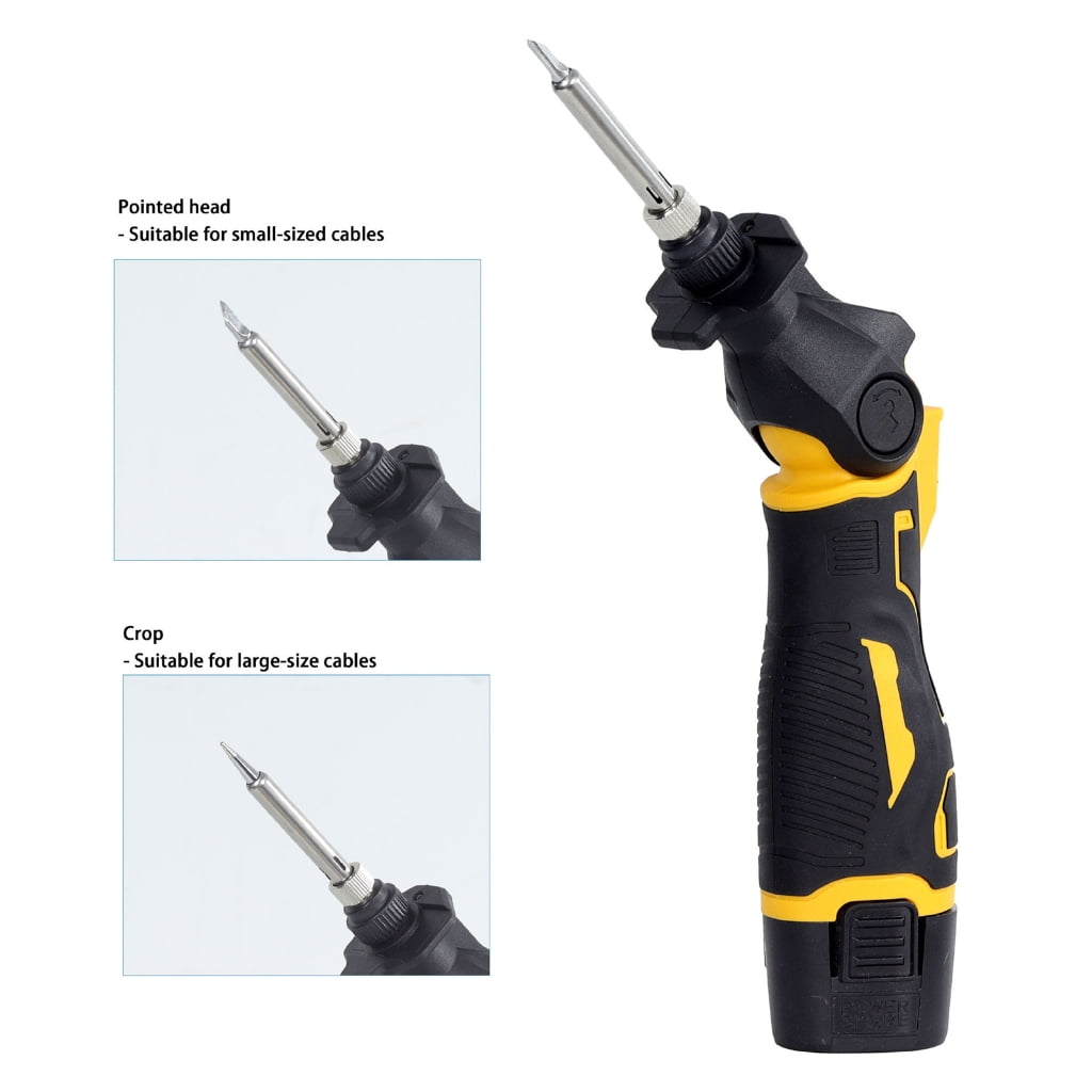30W Cordless Soldering Iron 0-400℃ Welding Tool 0-90° Fast Heating in 50Seconds 2 Tips for Repair
