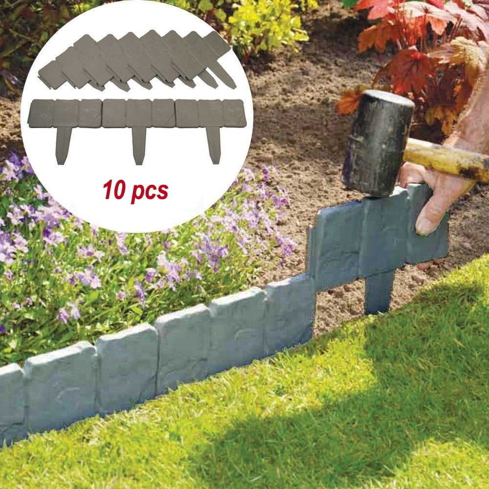 Garden Border Edging 10 20 40pcs Gray Stones Effect Fence