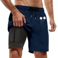thumbnail image 1 of Shorts de Plage Homme Été Mode Imprimé Noix de Coco Double Couche Intérieure avec Poche Short Course Homme Bleu Foncé TG, 1 of 4