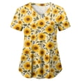 thumbnail image 4 of felwors Womens Scrub Tops Cute Cartoon Animal Print Nurse Vet Pediatric Shirt Comfort Plus Size 2025 Summer Outfits S-5xl (Yellow, XXXL), 4 of 5
