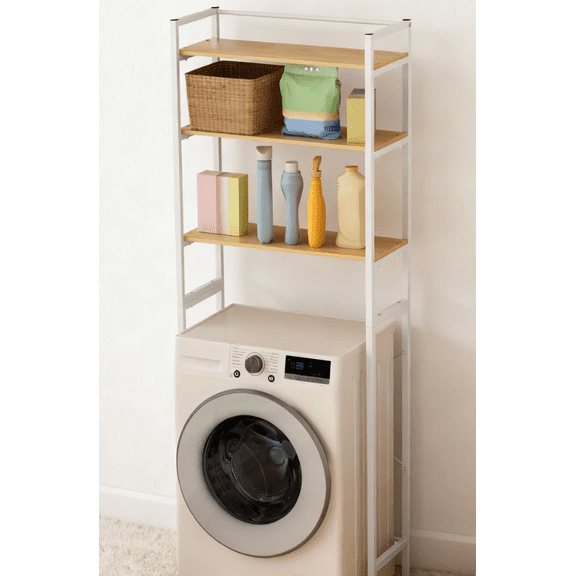 Over Washer Shelf, 3-Tier Laundry Organizer & Utility Shelves, Heavy-Duty Metal Storage Rack for Laundry Room, Easy Assembly Standing Shelf