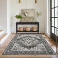 thumbnail image 4 of Washable Vintage Distressed Area Rug for Living Room, Low Pile Ultra Soft Non-Slip Carpet, Foldable Stain-Resistant Non-Shedding Floor Cover for Bedroom and Office, 4 of 11