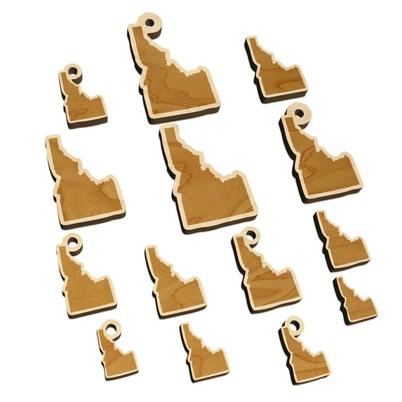 Idaho State Silhouette Wood Mini Charms Shapes DIY Craft Jewelry - No Hole - 25mm (7pcs)