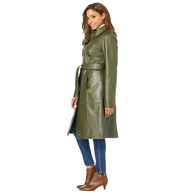 Women's plus size leather trench coat cheap
