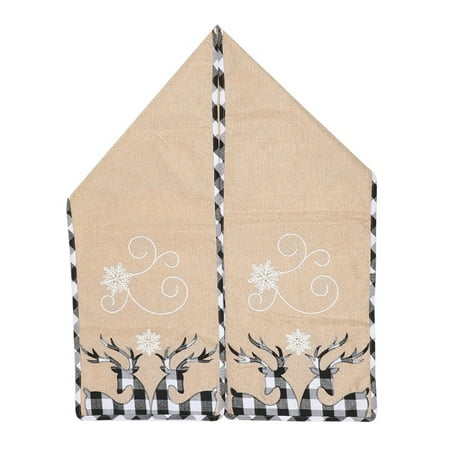 

Christmas Table Runner with Elk Snowflake Pattern for Christmas Holiday Birthday Party Wedding Table A