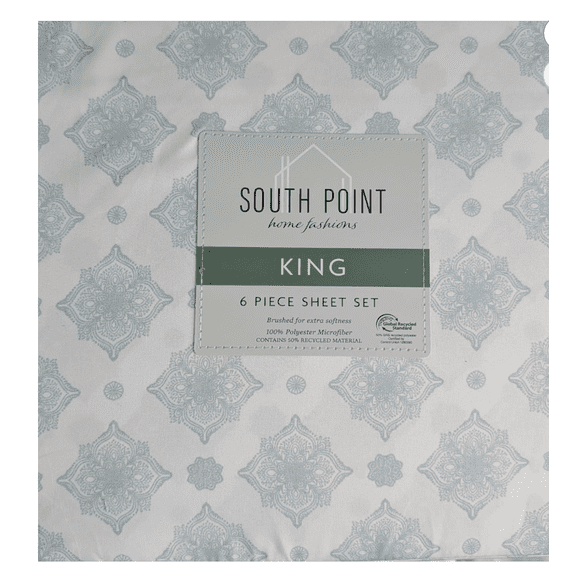 6-Piece Printed Sheet Set - Queen/King | 17" Extra Deep | Cool, Crisp, Breathable Bed Sheets - Brushed for Softness (Bombay Medallion, King (U.S. Standard))