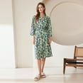 thumbnail image 1 of Women's Robes Women's Knit Robe Vacation Tree Printed Bathrobe V Neck Short Sleeve SPA Hot Tub Bath Knee Length Kimono Robe M, 1 of 5