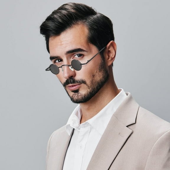 Niceauty Round Frame Sunglasses Mens Fashion Sunglasses Black 1Set for Beach and Outdoor Activities